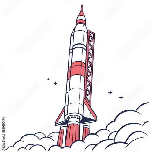 Space Rocket Ship Vector Art Illustration