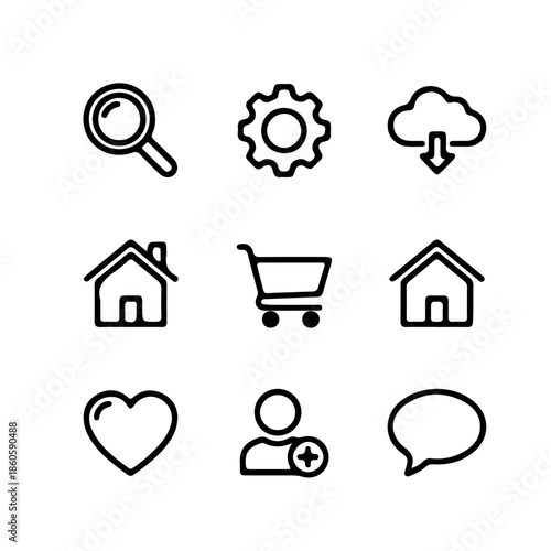 Business subscription plan and status icons set for web design 