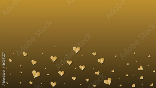 Golden hearts scattering upwards on a warm gradient background, perfect for romantic celebrations