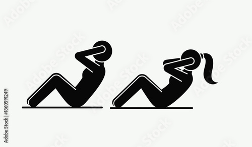 Two abstract figures in reclining positions depicted in a minimalist black and white style