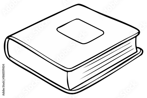 Closed hardcover book with blank cover and diamond shape inset illustration