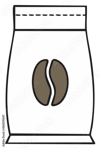 Coffee Bean Bag Illustration: Packaging, Beverage, Coffee, Packaging, Sealed