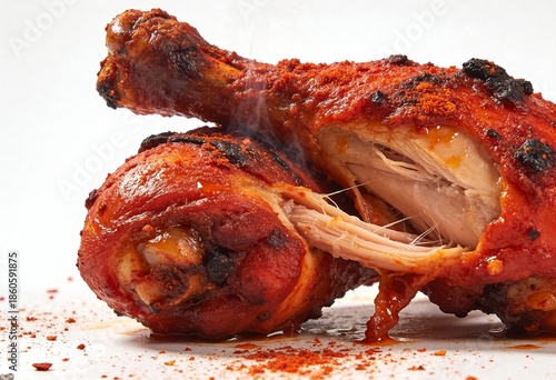 Obraz na plátně Tandoori Chicken Drumstick with Traditional Indian Spicy Red Spice Rub