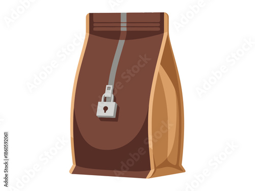 Secured Package with Zipper and Lock Symbol