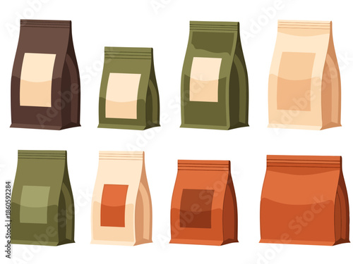 Assortment of Stand Up Pouches with Label Areas for Product Branding
