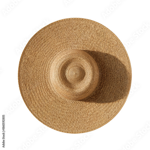 Enjoying a Sunny Day Outdoors With a Wide-Brimmed Straw Hat for Sun Protectio...