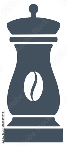 Coffee grinder mill with bean logo simple flat vector icon