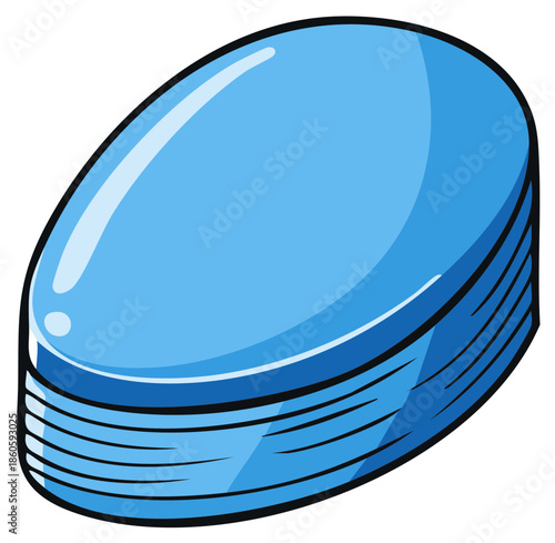 Illustration of a Light Blue Hockey Puck Showing Detail of the Layers and Surface