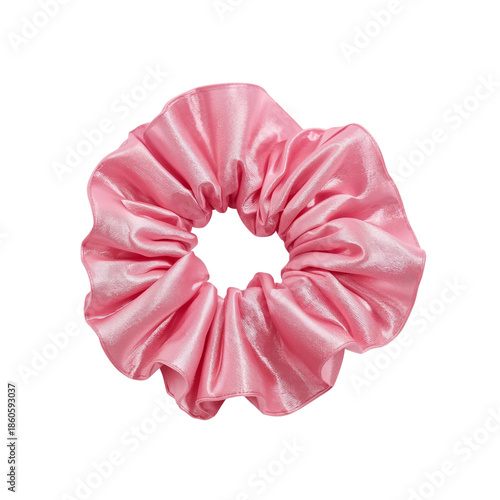 Pink Scrunchie on a White Background for Hair Styling and Fashion Accessories