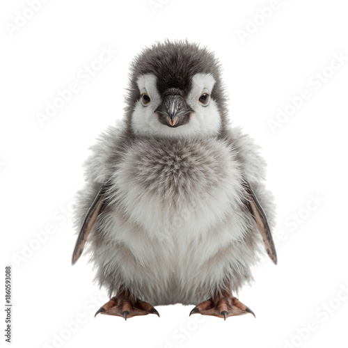 Pelican With Large Bill Stands Isolated Against White Background