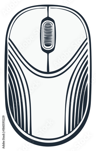 Computer Mouse Illustration Simple Ergonomic Design Scrolling Device Line Art Computer Input Device Peripheral Connectivity