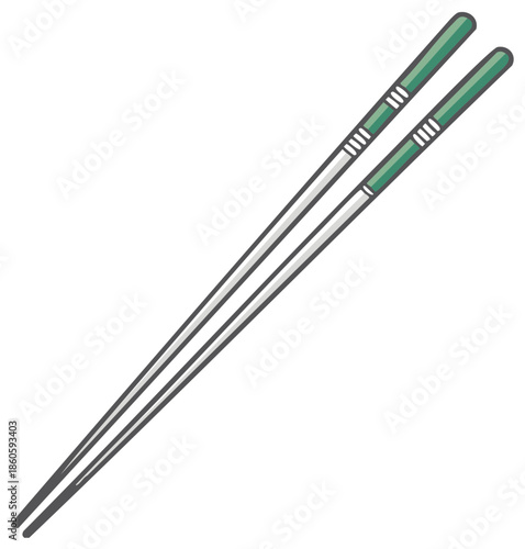 Pair of Traditional Japanese Green Chopsticks for Eating Asian Food
