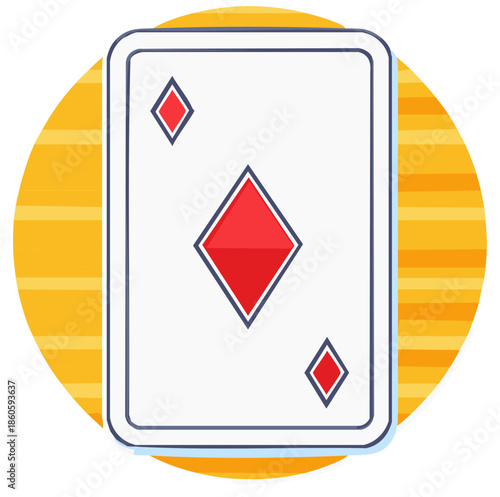 Flat style red diamond playing card graphic icon for gaming and casino