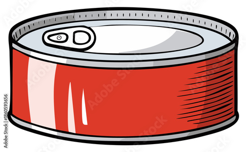 Illustration of Sealed Metal Food Can with Pull Tab for Packaging Needs