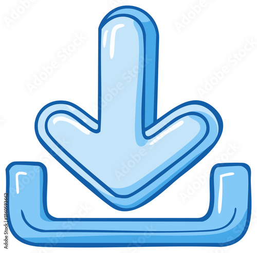 Stylized Blue Download Arrow Symbol with Holder Graphic for Websites