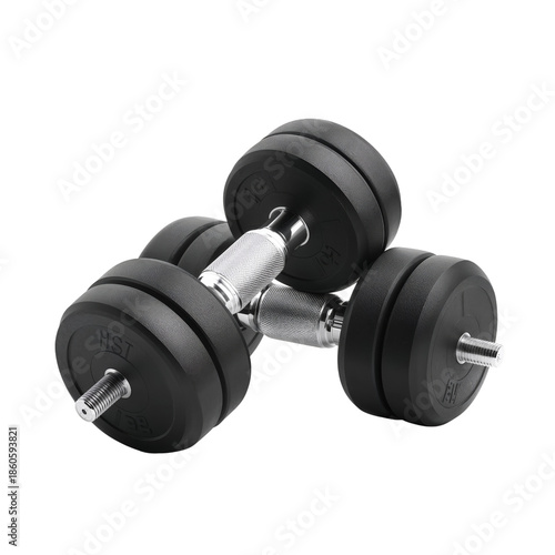 Weightlifting Equipment on a Plain Surface Ready for Exercise and Training at...