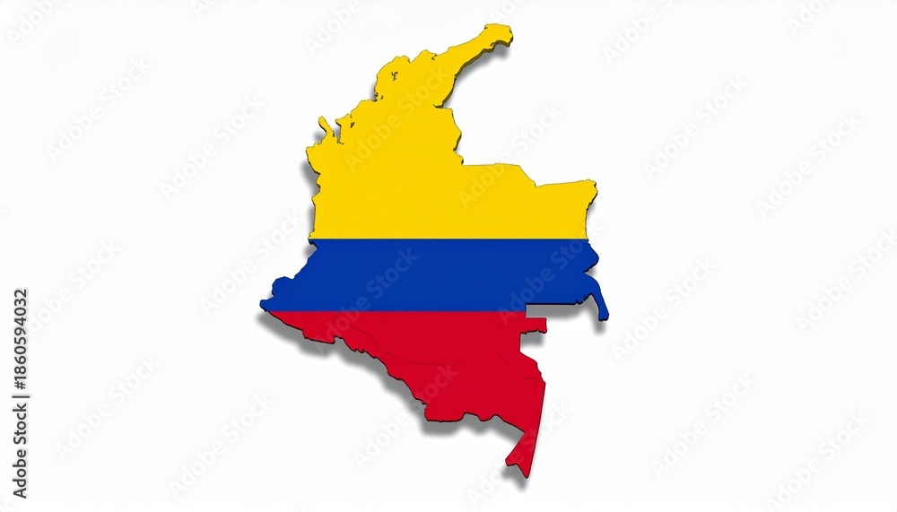 Obraz premium 3D Colombia Map with National Flag Design Abstract South American Geography Concept