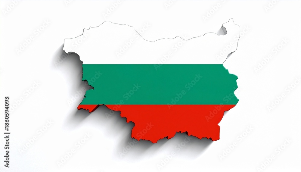 Fototapeta premium 3D Bulgaria Map with National Flag Design Abstract Balkan Geography Concept