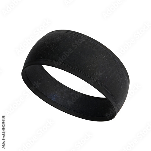 Black Headband Placed on a White Surface for Fitness and Sports Activities