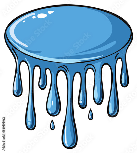 Blue Liquid Dripping Illustration Watery Texture Abstract Fluid Shapes Design