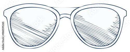 Hand-drawn sunglasses illustration. Eyewear fashion accessory design.