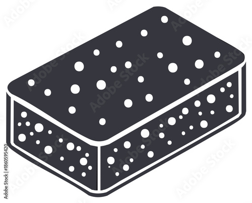 Dark Gray Sponge with White Dots Icon Perspective View Clean Isolated Graphic