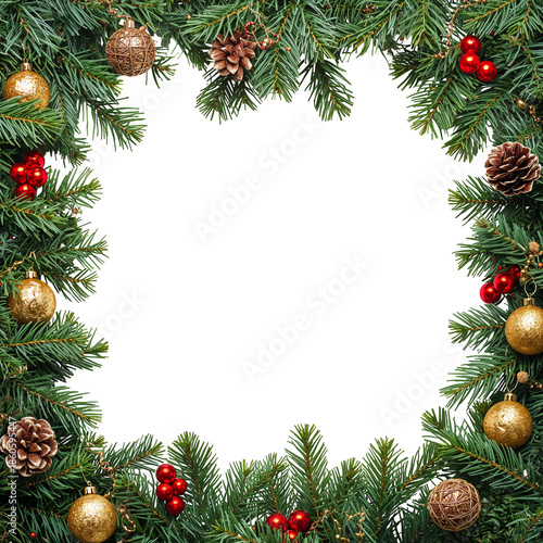 Christmas Wreath With Gold Ornaments and Pine Cones for Holiday Decorations i...