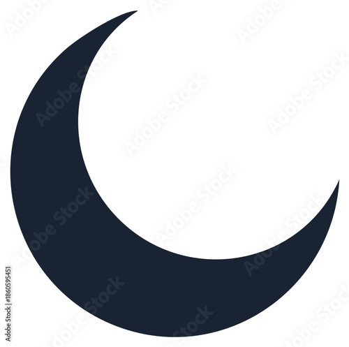 Stylized Dark Blue Crescent Moon Symbol Night Sky Celestial Icon Illustration