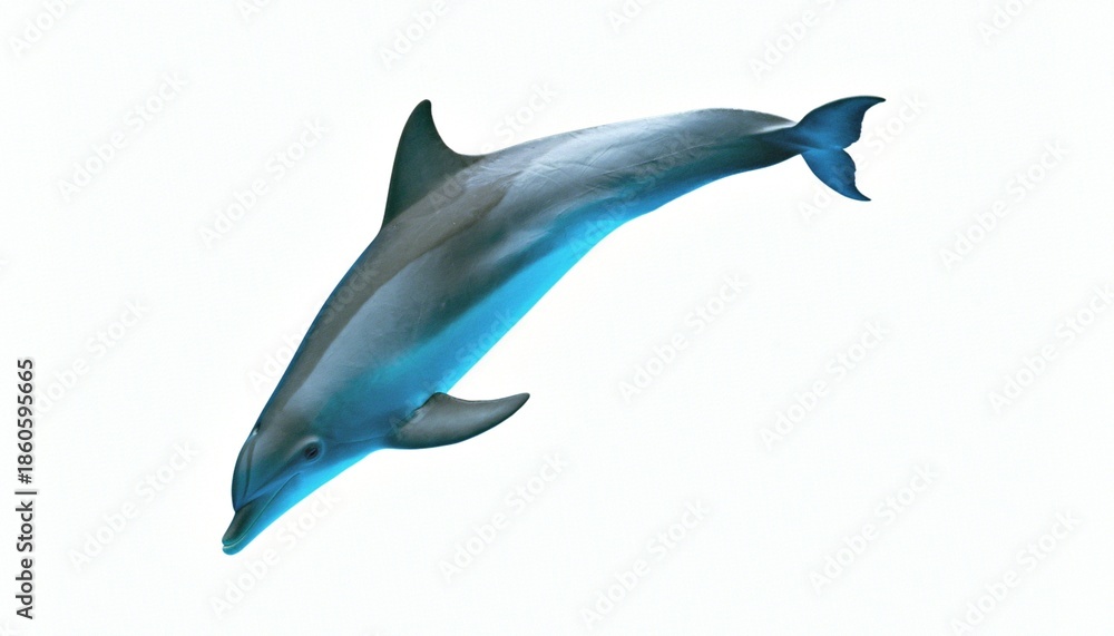 Fototapeta premium Graceful Dolphin Leaping on White Background