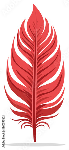 Vibrant red feather illustration a simple graphic design element