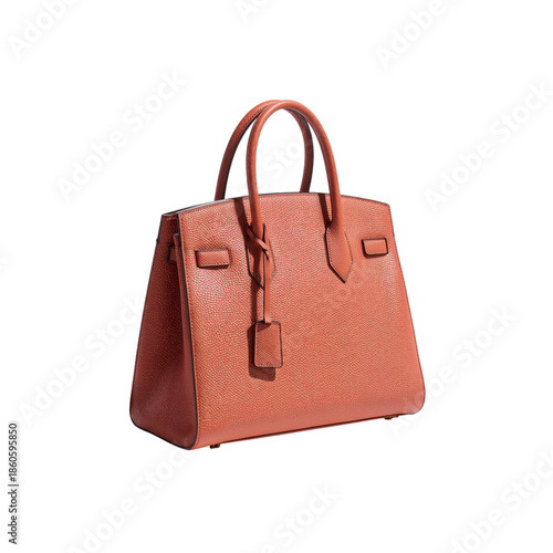 Stylish Handbag in Vibrant Orange Color on White Background Showcasing Modern...