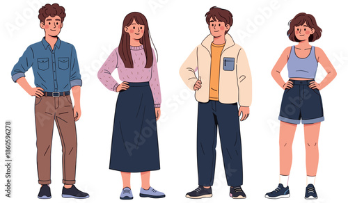 Diverse group of young adults in casual attire standing together