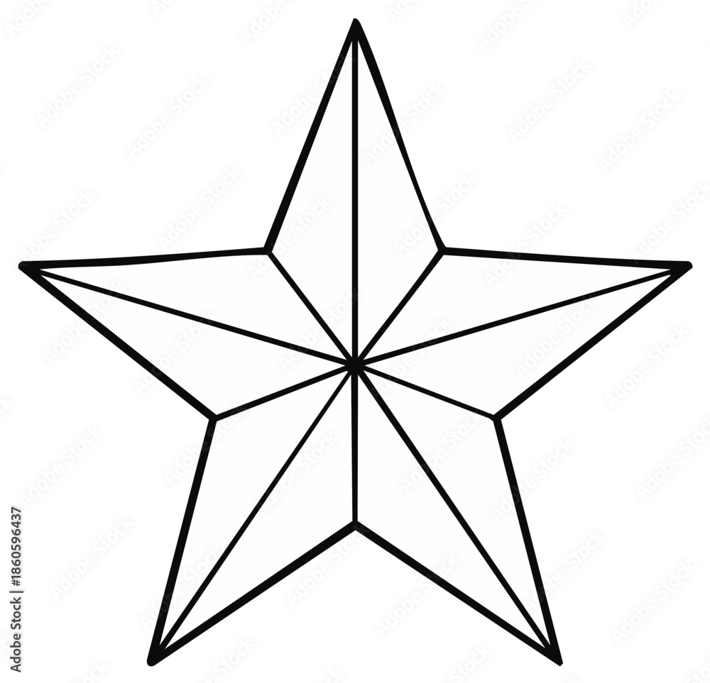 Obraz premium Geometric Five Pointed Star Shape Simple Outline Design