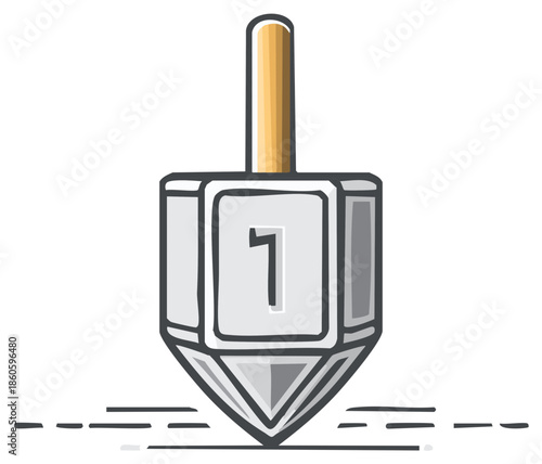 Dreidel Spinning Toy with Hebrew Letter Nun Symbol