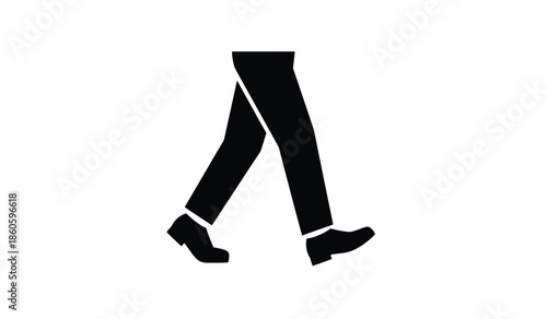 Simple black silhouette of a person walking with shoes visible