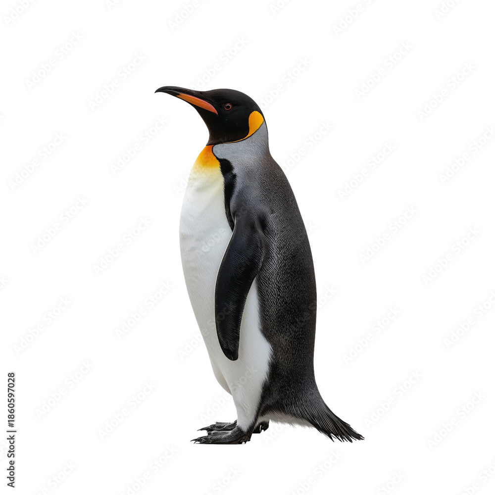 Obraz premium Penguin Standing on White Background With Focus on Features and Colors