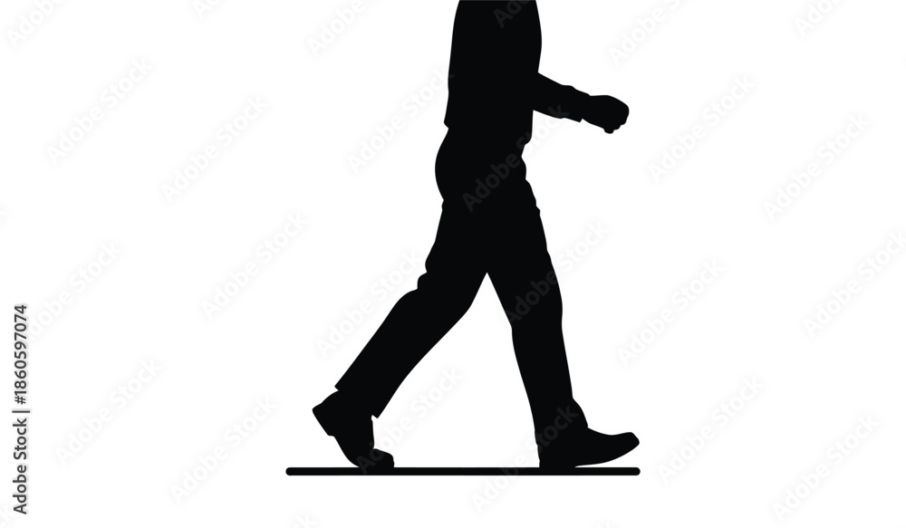 Fototapeta premium Silhouette of a person walking forward captured in a simple black shape