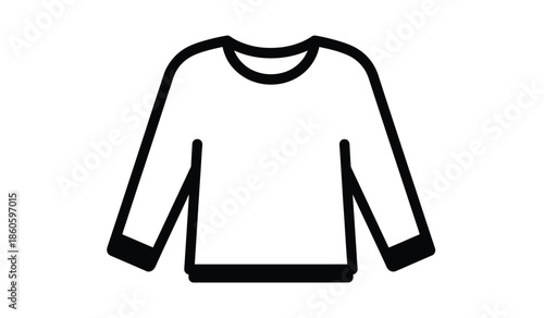 Simple black outline of a long sleeved shirt on a white background