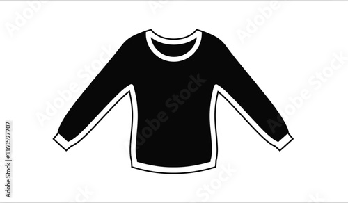Simple black and white illustration of a long sleeved sweater or top