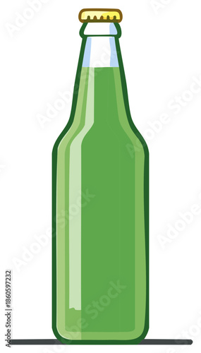 Stylized green glass bottle with a golden crown cap, perfect for refreshing beverage concepts