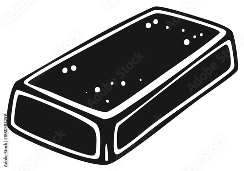 Stylized Black and White Illustration of a Chocolate Bar with White Highlights