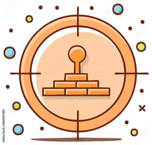 Conceptual illustration of a clear business objective or success goal within a precise target scope aiming for achievement