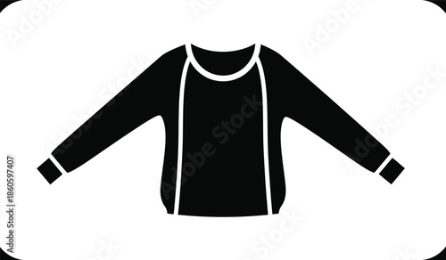Simple black and white illustration of a long sleeved sweatshirt or sweater