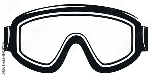 Black and white ski goggles illustration for winter sports equipment and eye protection