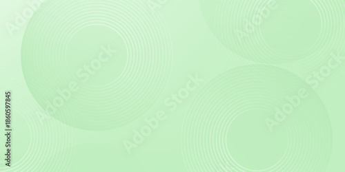 Minimalist soft Abstract Background in Gradient green and white Tones with Circles. Circle effect style geometric, abstract background.