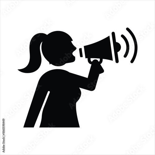 Young Girl Using Megaphone vector icon