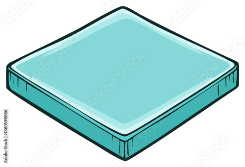 Isolated Illustration of Diamond-Shaped Cushion or Mat in Light Turquoise