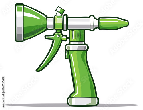 Green Watering Gun Illustration, Gardening Tool, Equipment Spray Nozzle for Irrigation