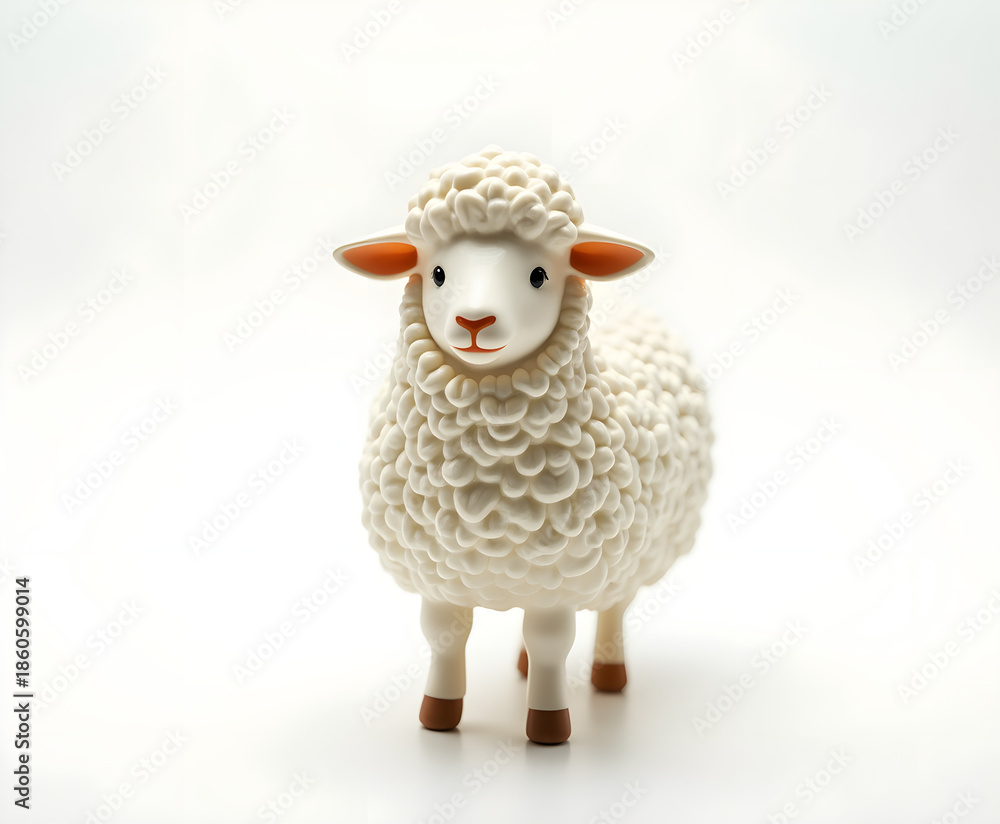 Obraz premium Sheep Figurine Isolated on White Background