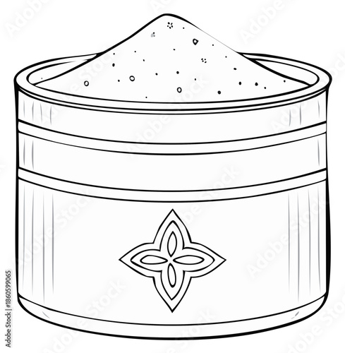 Simple Line Art Illustration of a Round Container Filled with Granulated Material